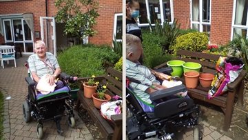 Redcar care home Resident spruces up garden for summer